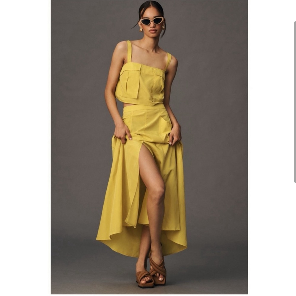 Anthropologie Sunday in Brooklyn Sleeveless Square-Neck Yellow Cargo Top | XL